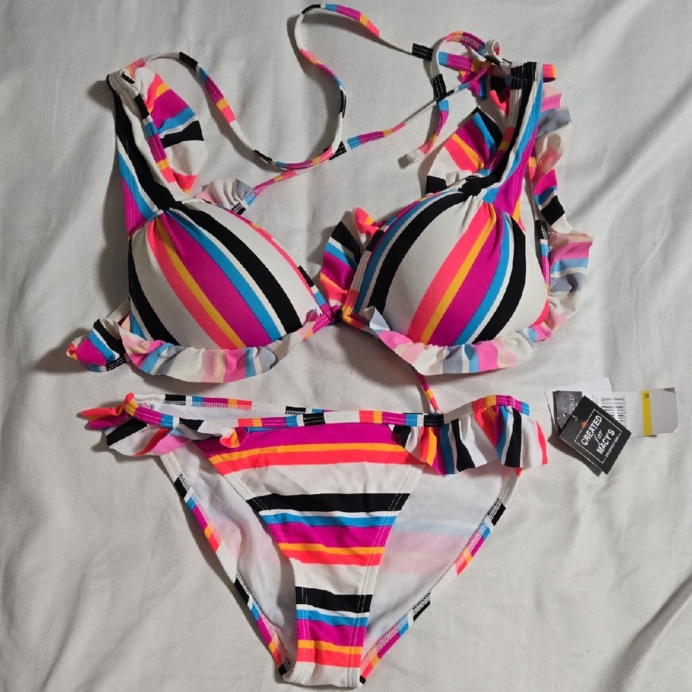 California Waves Multicolor Striped Bikini